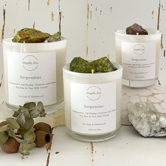 Serpentine - Sea Salt and Driftwood Candle-Happily Zen