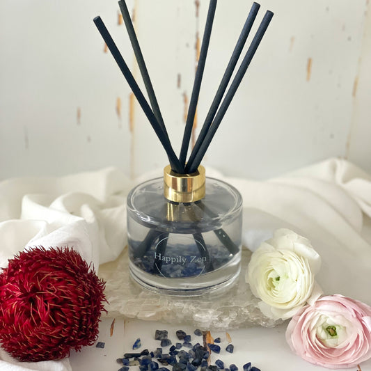 Sodalite and Clear Quartz Reed Diffuser-Happily Zen