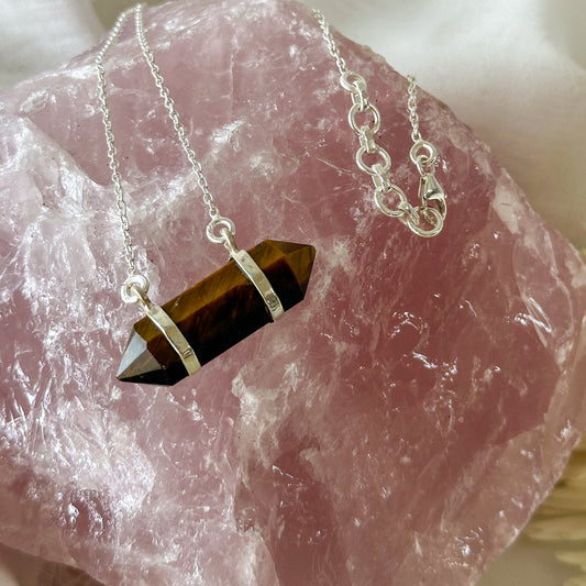 Tigers Eye Sterling Silver Necklace #710-Happily Zen