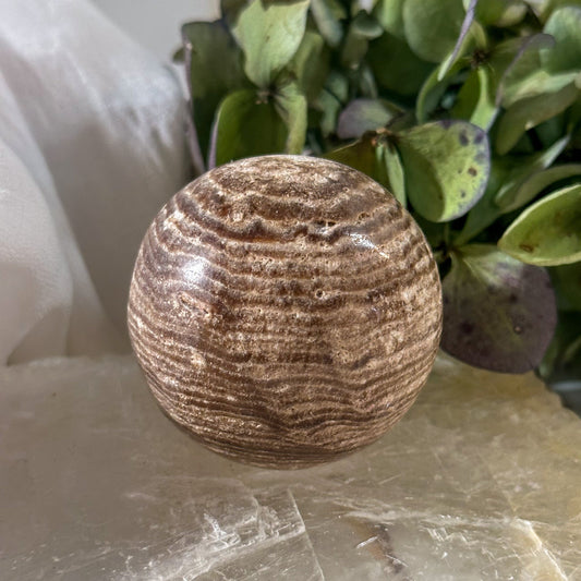 Travertine Sphere #773-Happily Zen